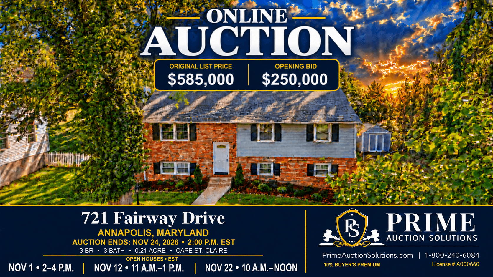 Online real estate auction — 721 Fairway Drive, Annapolis, MD 21409
