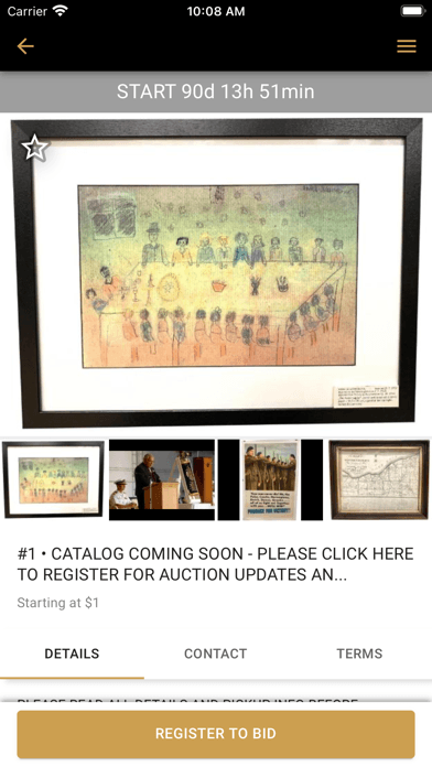 Example catalog screen published in the Prime Auction Solutions App Store listing