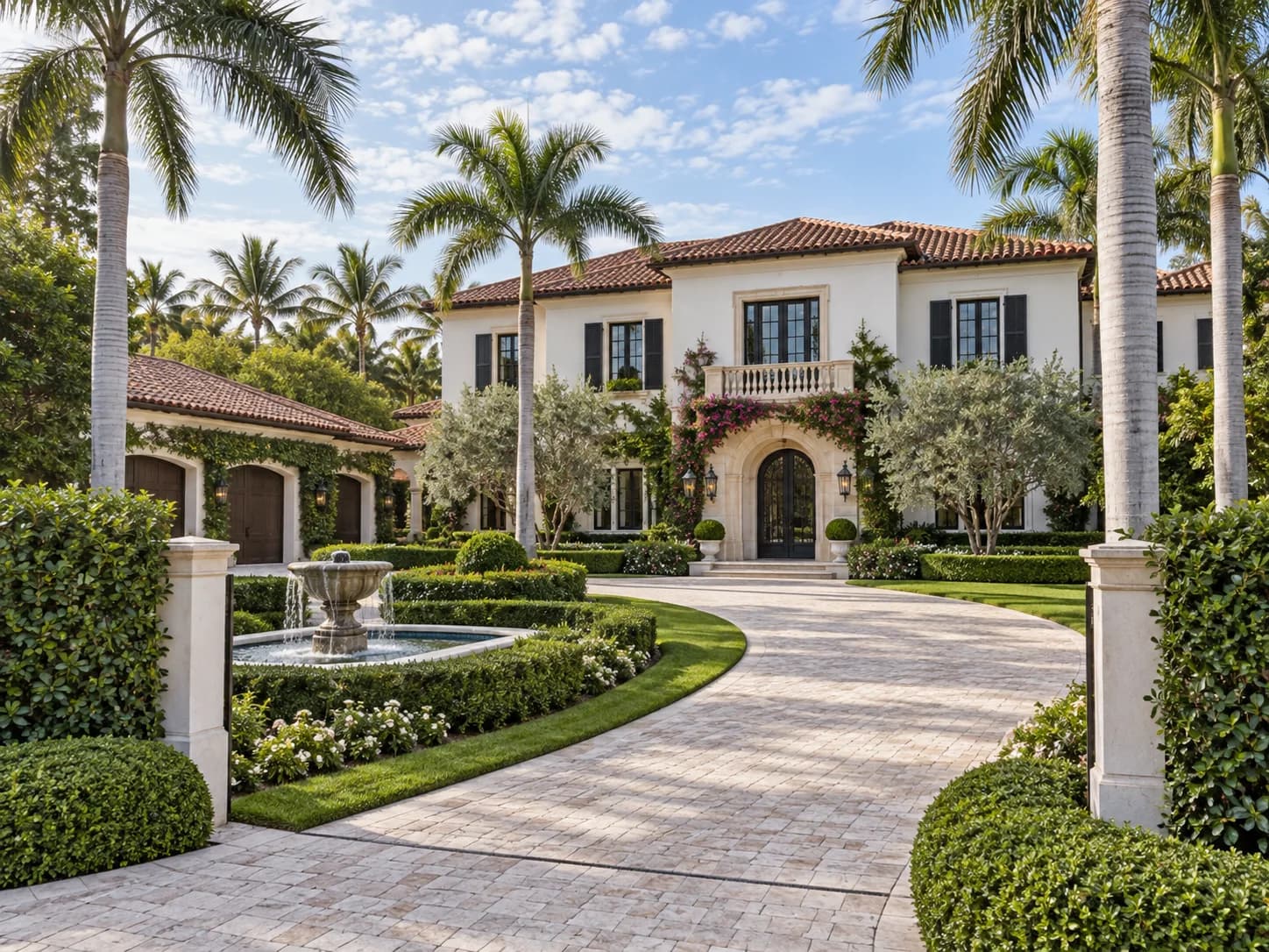 An illustrative Palm Beach estate property with landscaped grounds